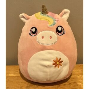 Squishmallow‎ Ilene The Pink Unicorn 9" Plush Kellytoy Eyes Open Rainbow Curl